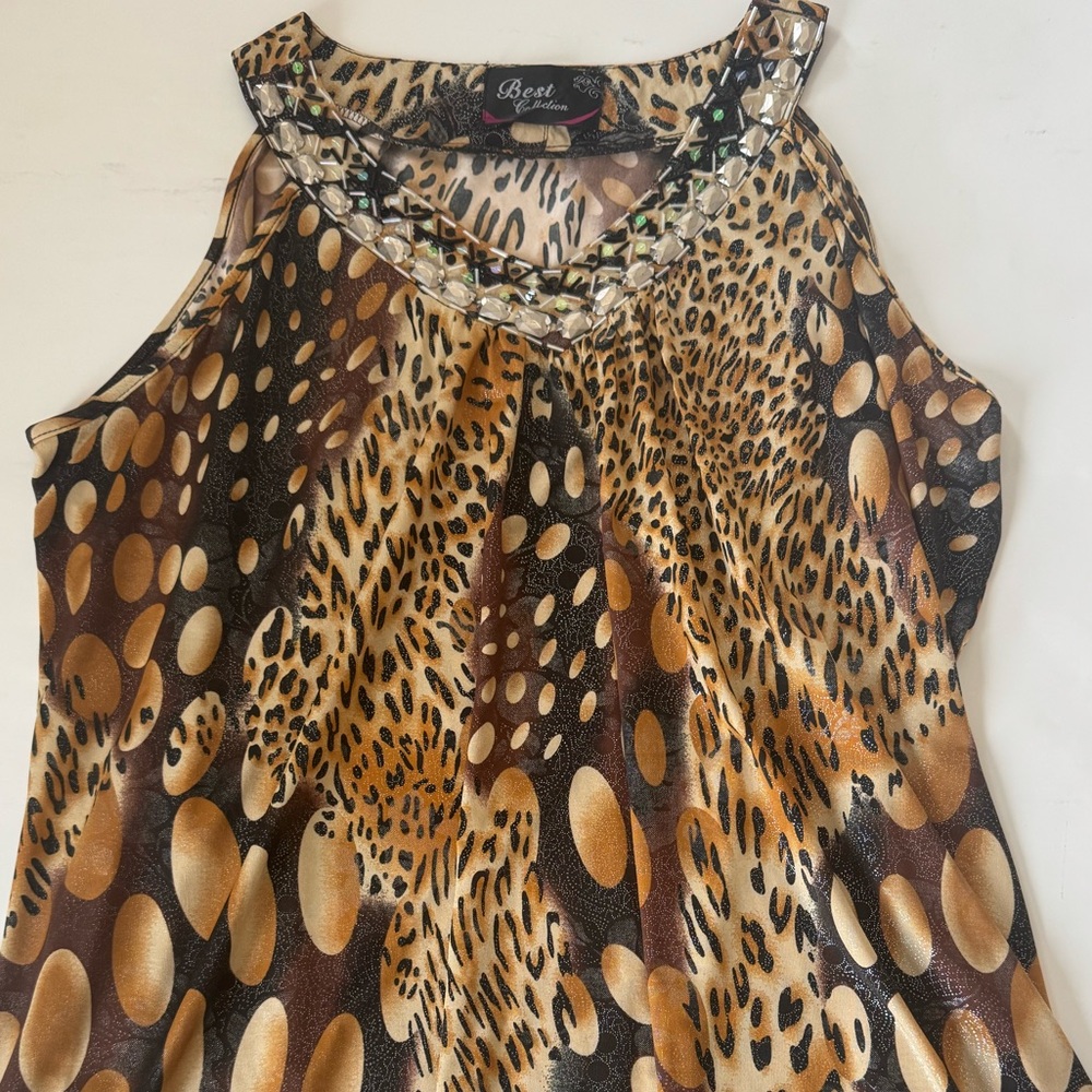 Best Collection Leopard Print with Sparkles Tank Top and Skirt Set